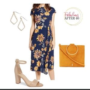 NWT Leith floral dress navy blue  size XS